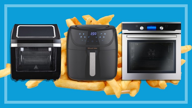 kmart airfryer philips airfryer and conventional oven on blue background